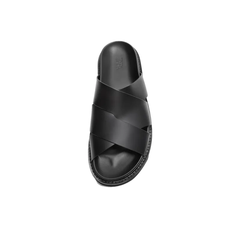 ZARA Rubber Sole Slide Slippers Men's Black-2