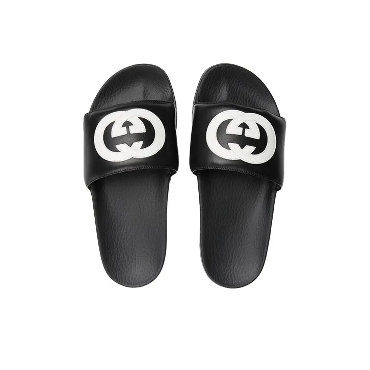 GUCCI Women's Slide 'Interlocking G Black White' Women's-3
