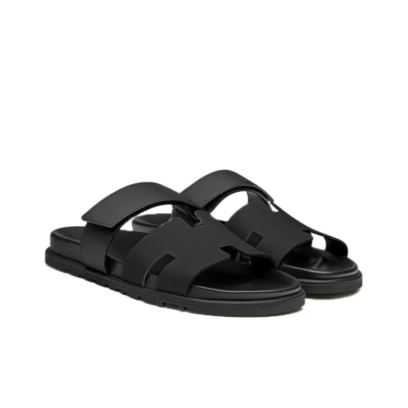 HERMES Chypre Slide Slippers Women's Black-2