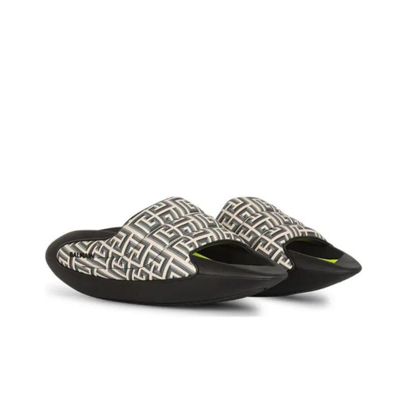 BALMAIN B It Padded 'Monogram Print' Slides-1