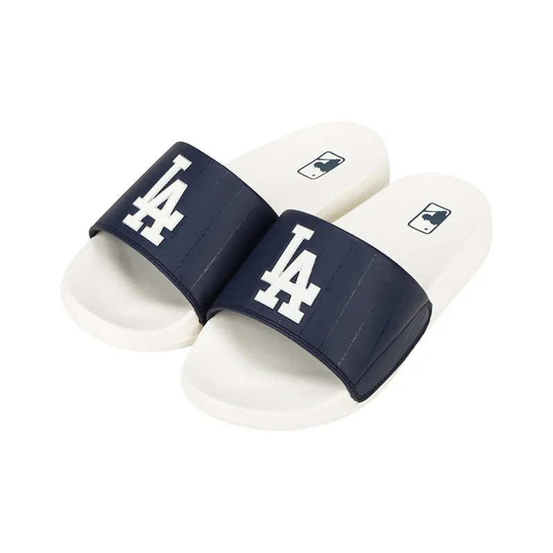 MLB Slipper Rubber Sole Slide Slippers Unisex Beige Blue-1