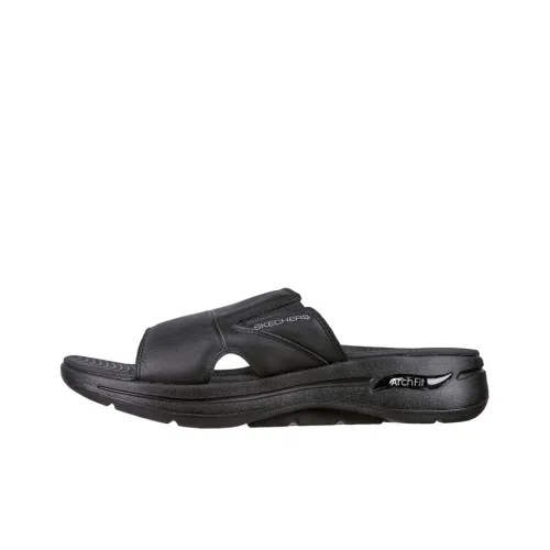 Skechers Go Walk Arch Fit Slide Slippers Men All Black