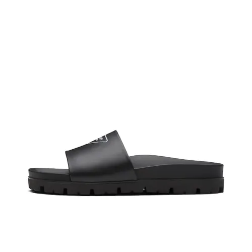 PRADA Logo Slide Black Leather Men's