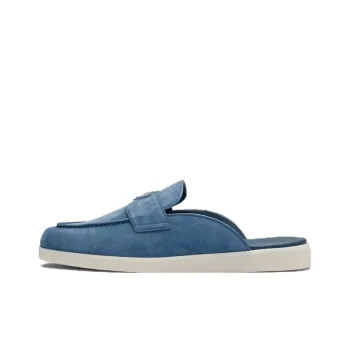 PRADA Triangle-logo Open-back Suede Loafers