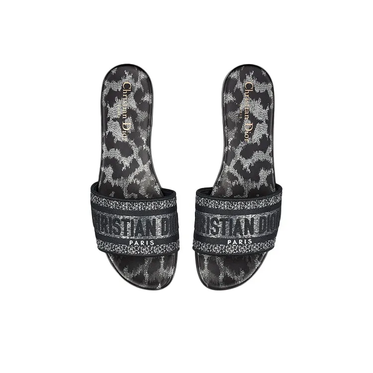 DIOR Dway Slide Slippers Women's Black Gray Color-3