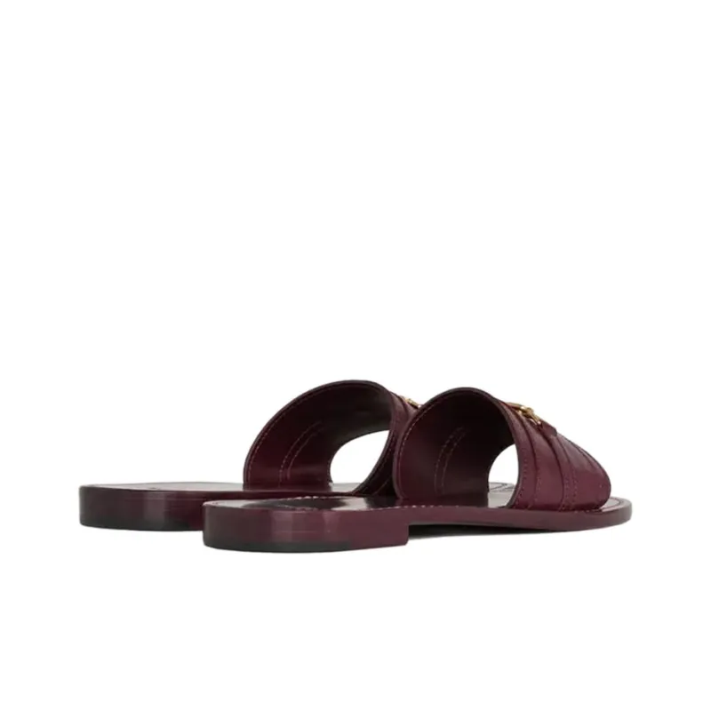CELINE Slide Slippers Women's Burgundy Red-2