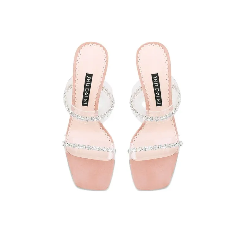 SHUDAIER Slide Slippers 8.5cm Women's Nude-3