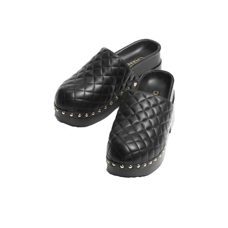 CHANEL Abrasion Resistant Closed Toe Slippers Women's Black-2