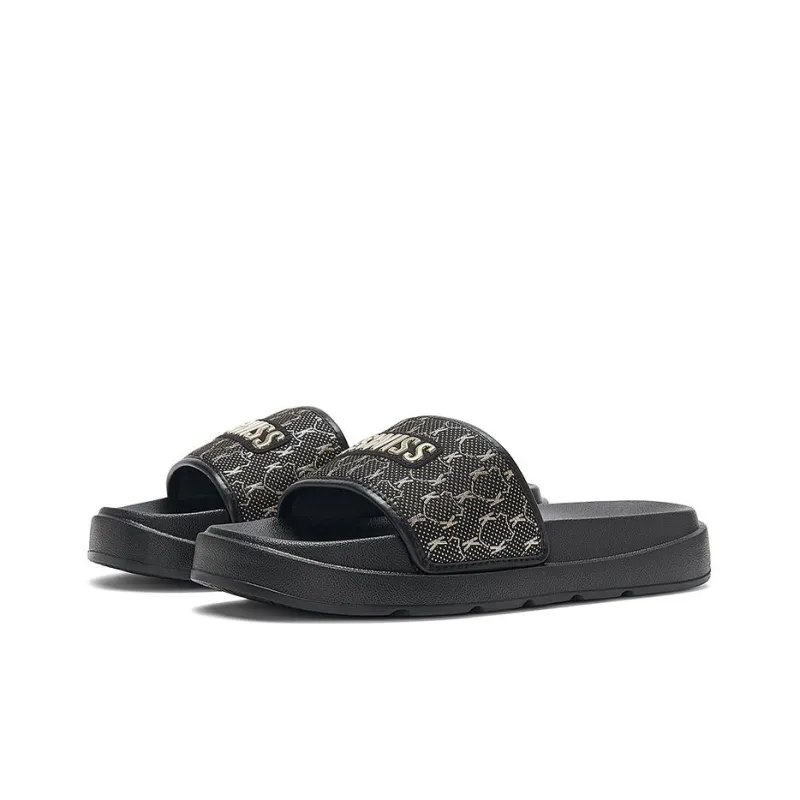 KSWISS Rubber Sole Slip Resistant Abrasion Resistant Slide Slippers Men's Black Gold-2