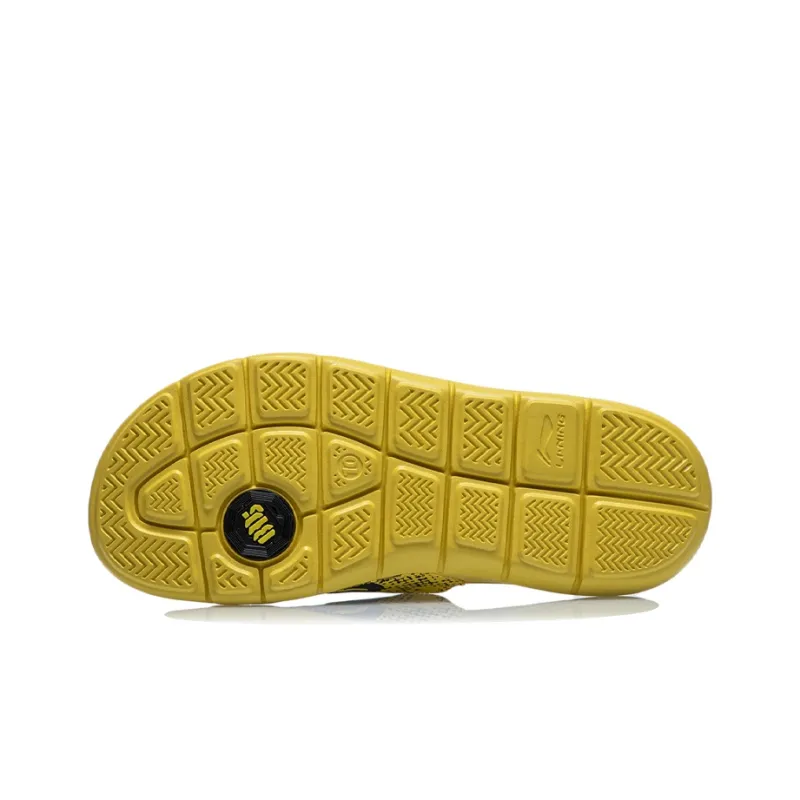 LiNing Badfive Rubber Sole EVA Quiet Slide Slippers Men's Black Yellow-4