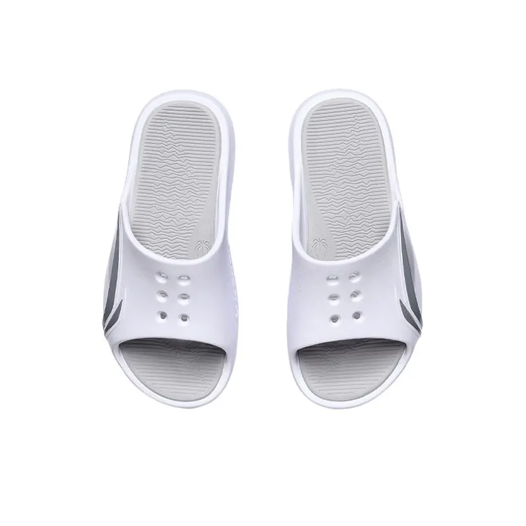LiNing Rubber Sole Quiet Slide Slippers Men's White-3