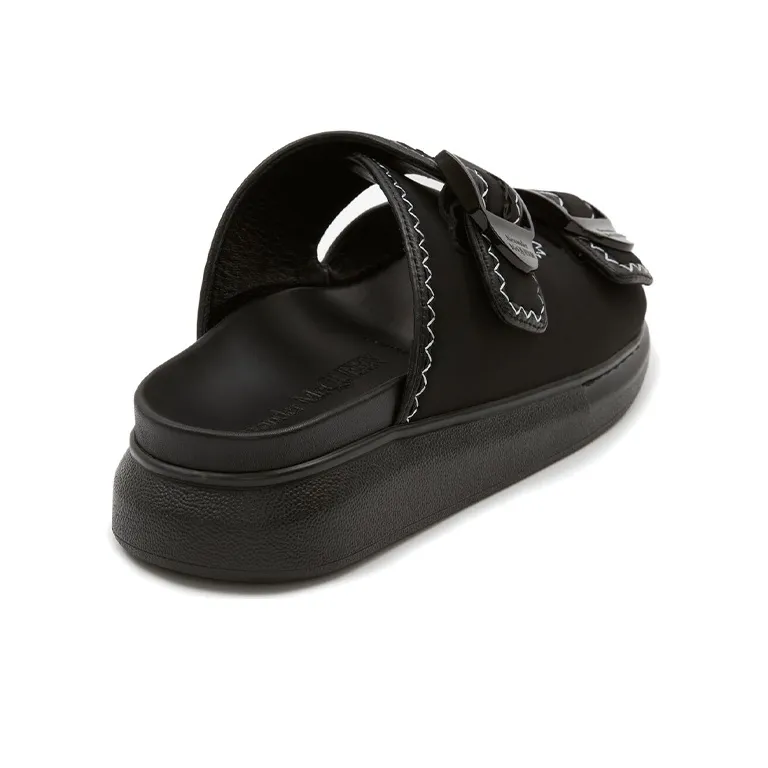 Alexander McQueen Hybrid Rubber Sole Abrasion Resistant Slide Slippers Men's Black-3