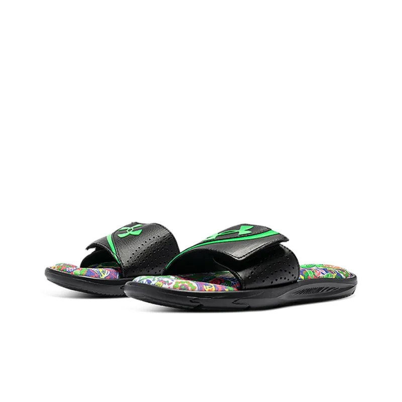 Under Armour Ignite Vi Graphic Strap Slides 'Black Green'-2