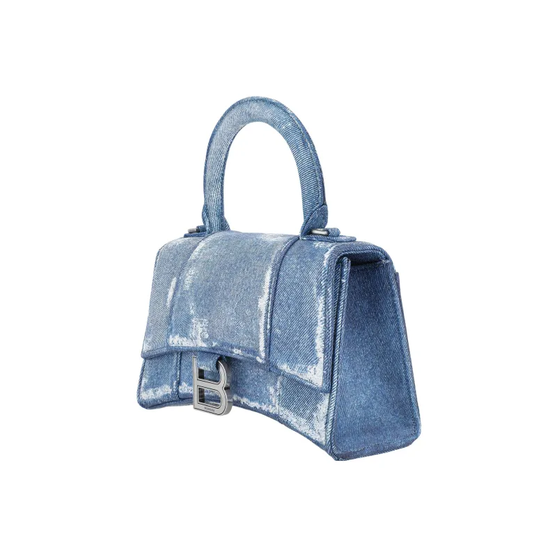 Balenciaga Hourglass Denim Handbag Extra Small Women's Denim Blue-1
