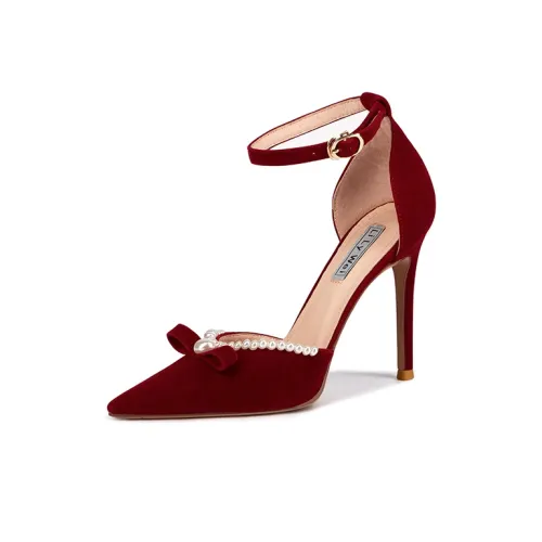 Lily Wei High Heels Women's Burgundy