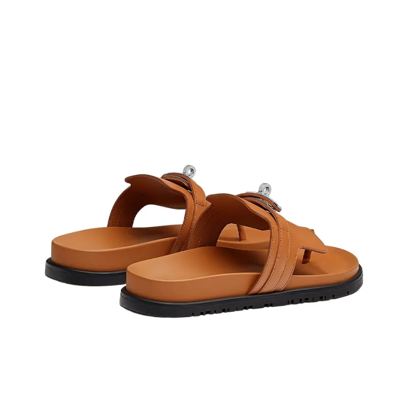 HERMES Empire Stylish Sandals Women's Brown-3