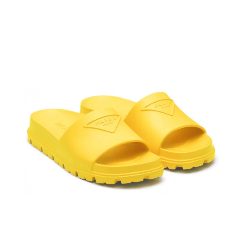 PRADA Rubber Sole Abrasion Resistant Slide Slippers Women's Yellow-2