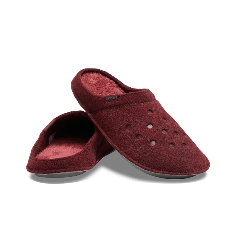 Crocs Classic Casual Thicken Stay Warm Unisex Wine Red Slippers-3