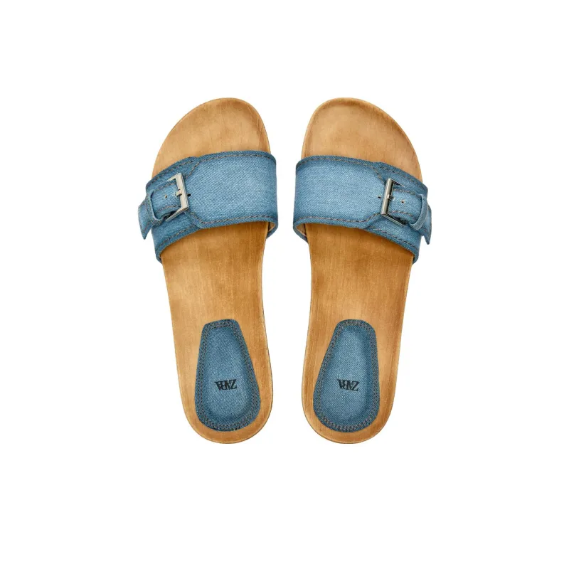 ZARA Rubber Sole Quiet Slide Slippers Women's Blue-2