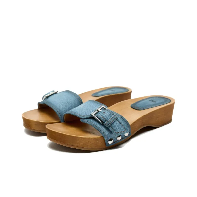 ZARA Rubber Sole Quiet Slide Slippers Women's Blue-1