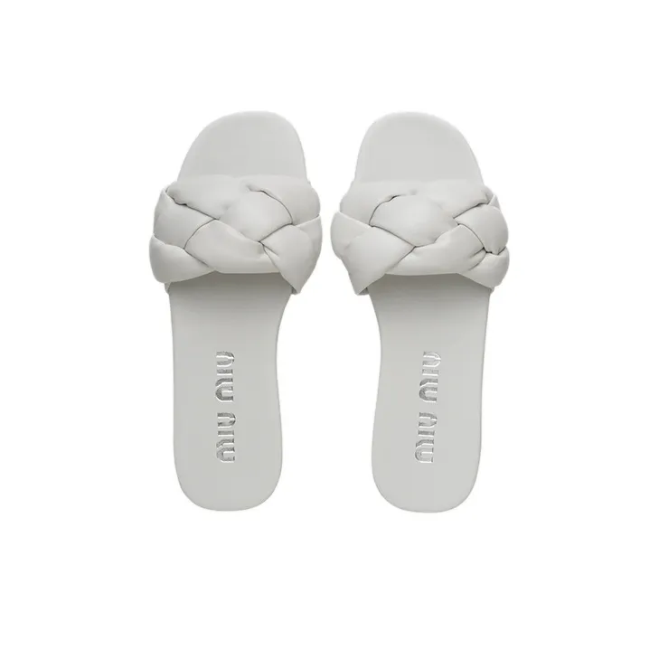 MIU MIU Odor Resistant Slide Slippers Women's White-4