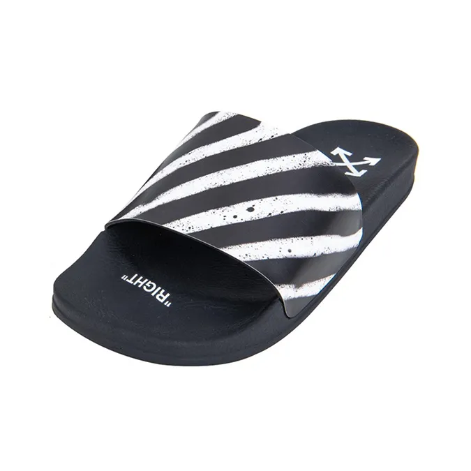 OFF WHITE Spray Stripes Slider Black White SS20-2