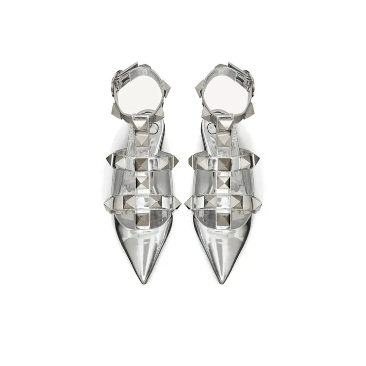 Valentino Roman StudRoman Stud Casual Single Shoes Women's Silver-3