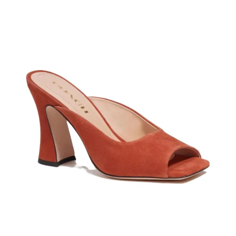 COACH Laural Slip-Resistant Suede Slide Slippers Women's Red-2