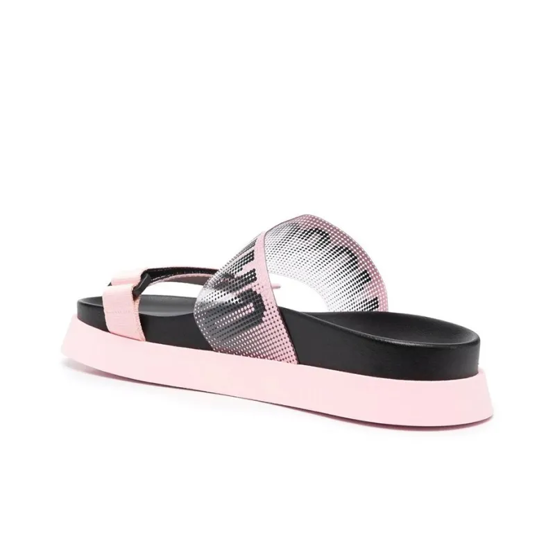 MOSCHINO Slide Slippers Women's Black Pink-2