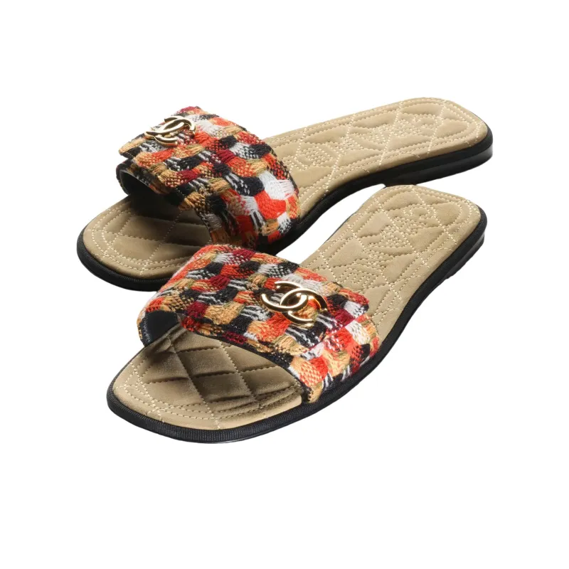 CHANEL Abrasion Resistant Slide Slippers Women's Multicolor-2