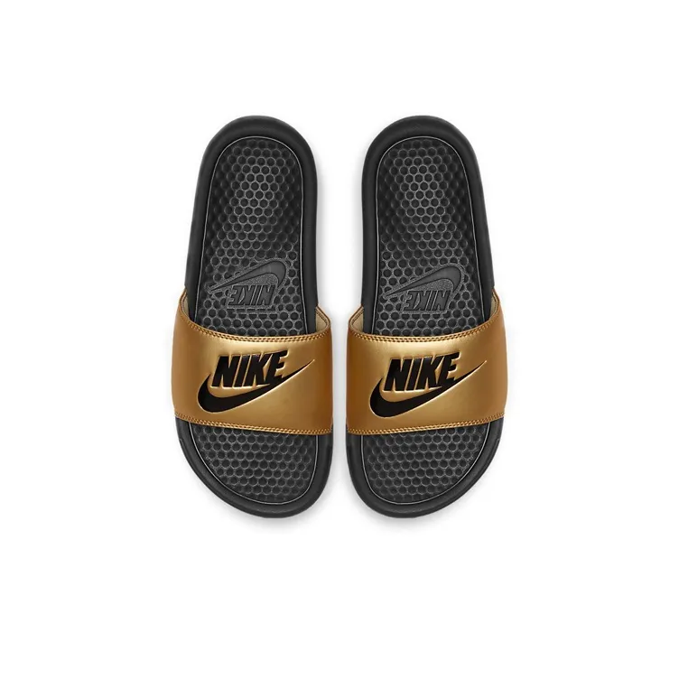 Nike Jdi Benassi Slide Black Metallic Gold Women's-2