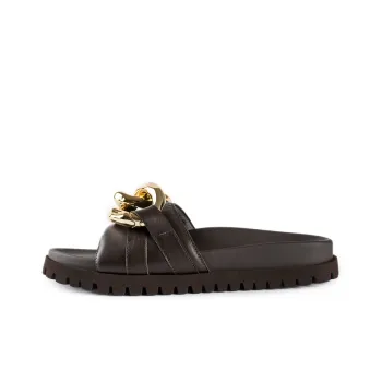 Tony Bianco Rubber Sole Metal Massage Quiet Quick Dry Slide Slippers Women's Chocolate Brown