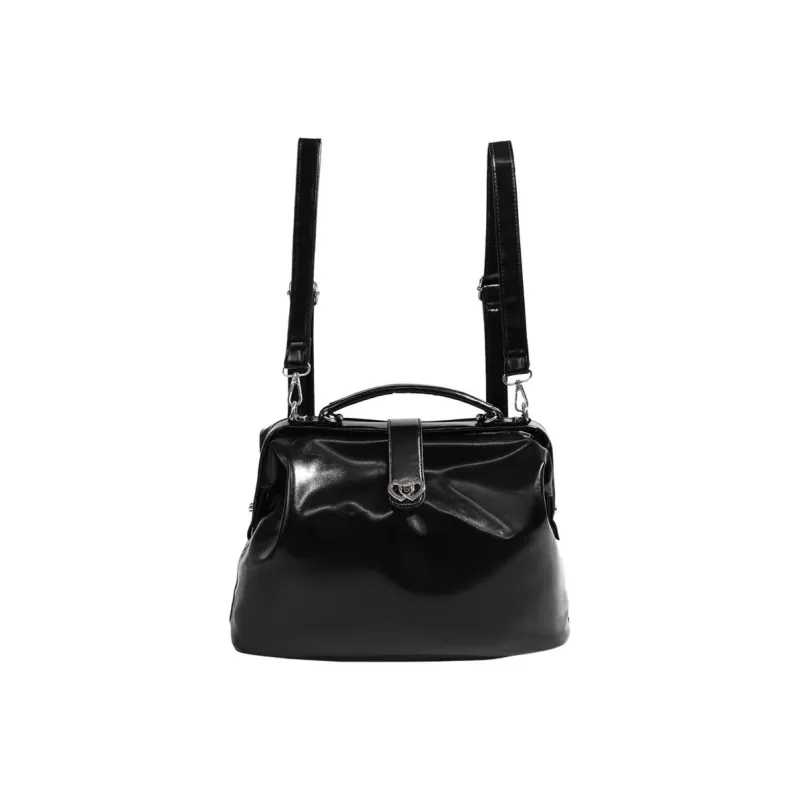 NOMK PU Small Square Bag Backpack Medium Size Women's Black-16