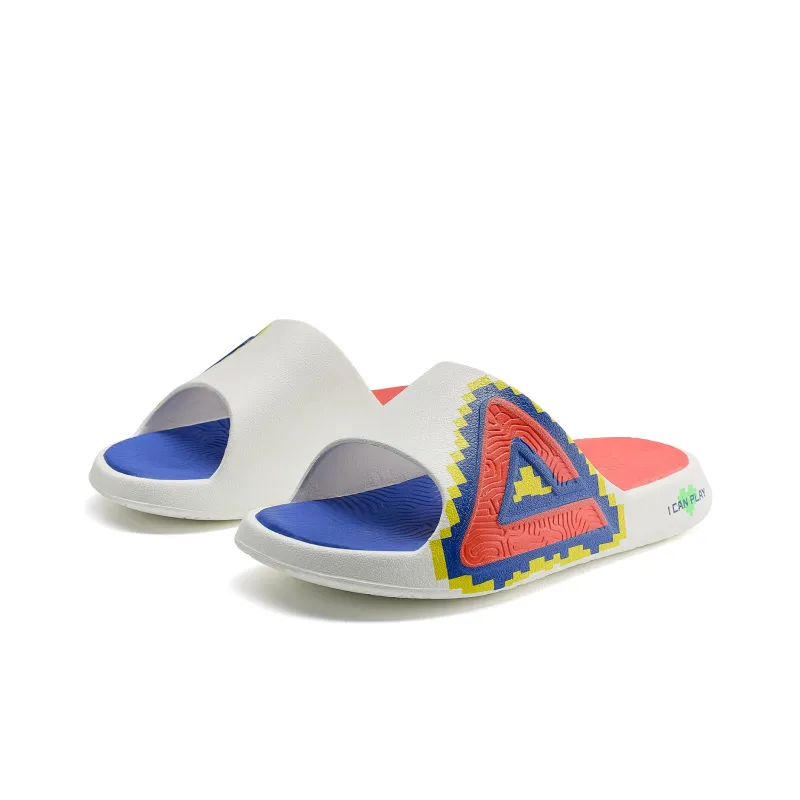 PEAK Slide Slippers Men Ecru Orange Red-1