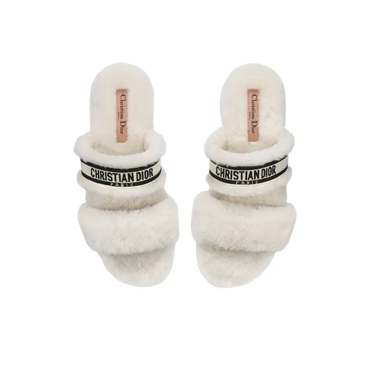 DIOR Chez Moi Slide Slippers Women's White-4