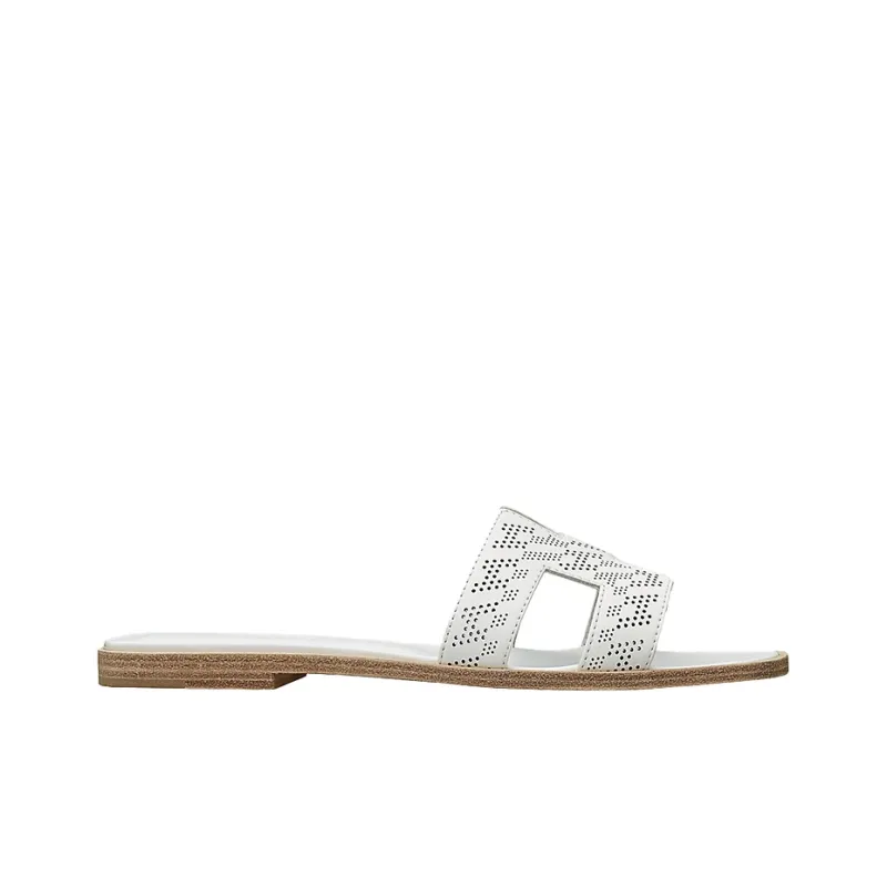 HERMES Oran Cut Out Odor Resistant Slide Slippers Women's White-1