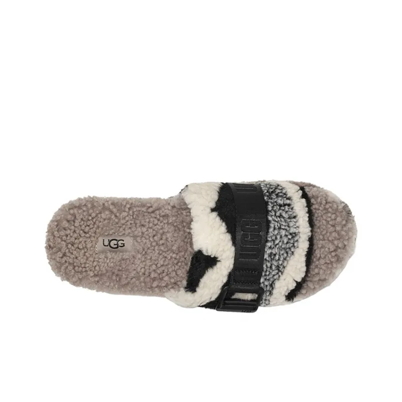 UGG Rubber Sole Slide Slippers Women's Beige White Black-4