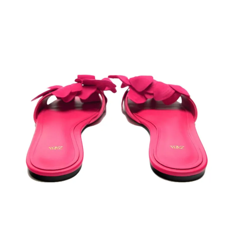 ZARA Rubber Sole Slide Slippers Women's Rose Red-4
