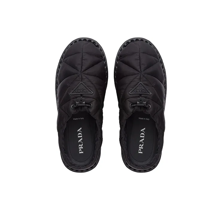 PRADA Quilted Slides Black Nylon-3