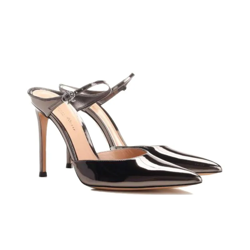 GIANVITO ROSSI 100mm Metallic Leather Mules-2