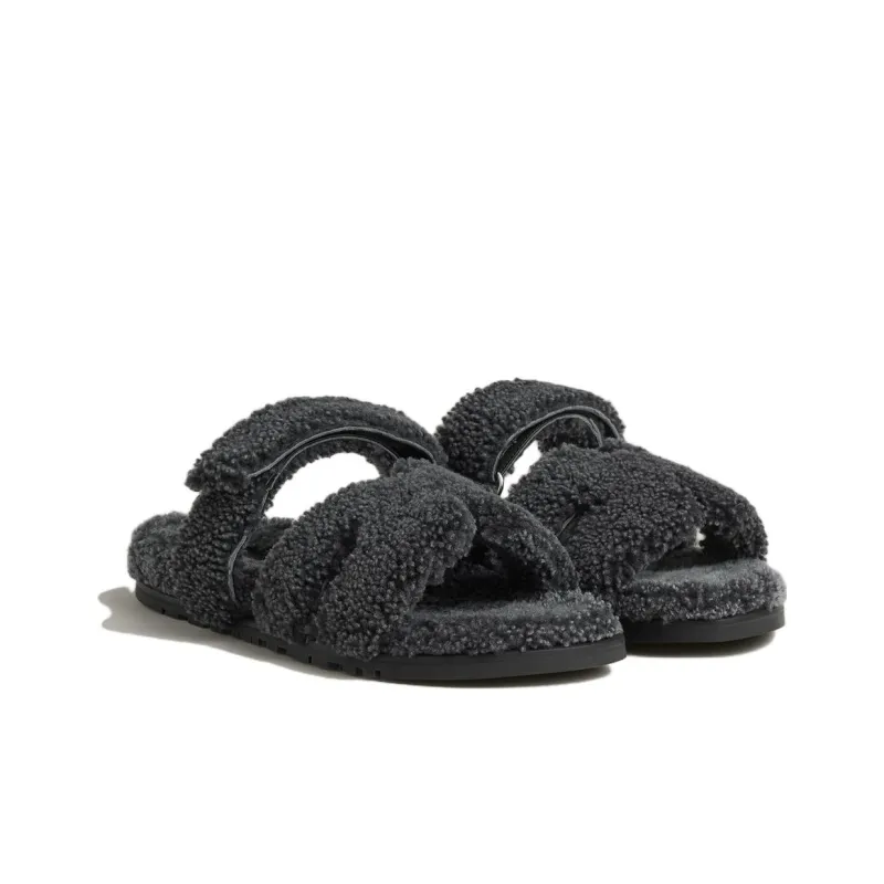 HERMES Slide Slippers Men's Black-2