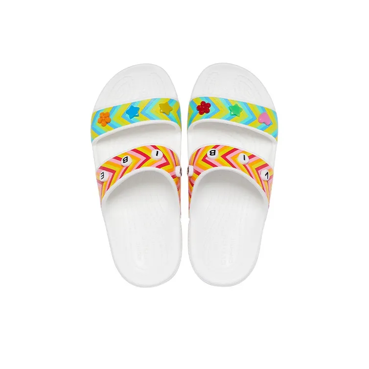 Crocs Classic Clog Slide Slippers Unisex White/Multicolor-3