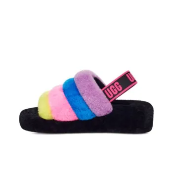 UGG Fluff Yeah Slide Black Taffy Pink Multi Women's