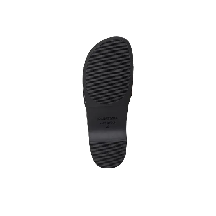 Balenciaga Logo Pool Clog Slide Black White Women's-4