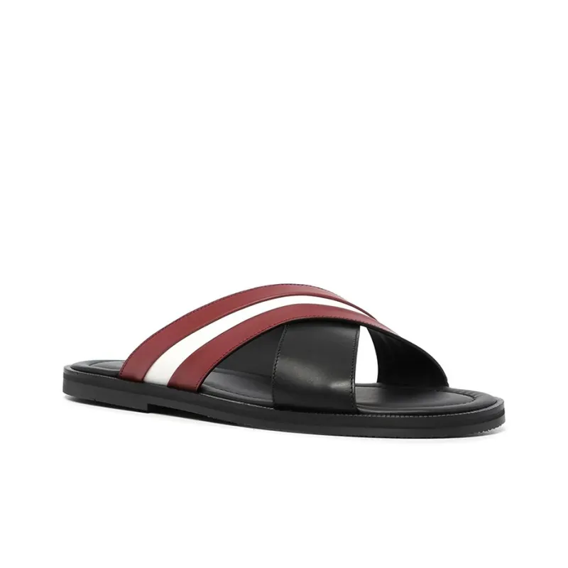 BALLY Slide Slippers Men's Black White Red-1