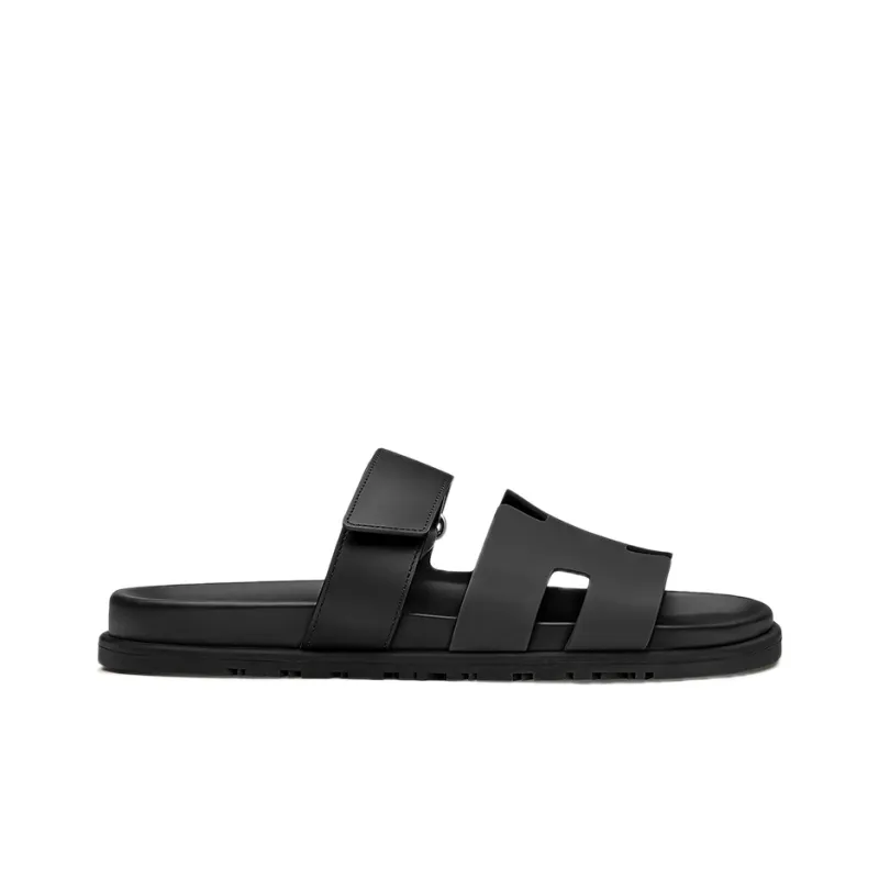 HERMES Chypre Slide Slippers Women's Black-1