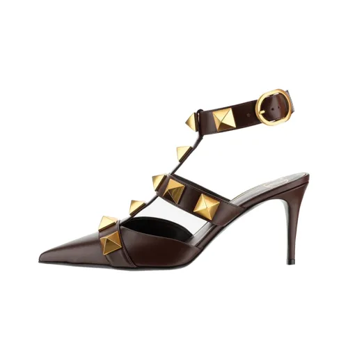 Valentino Roman Stud High Heels Women's Dark Brown