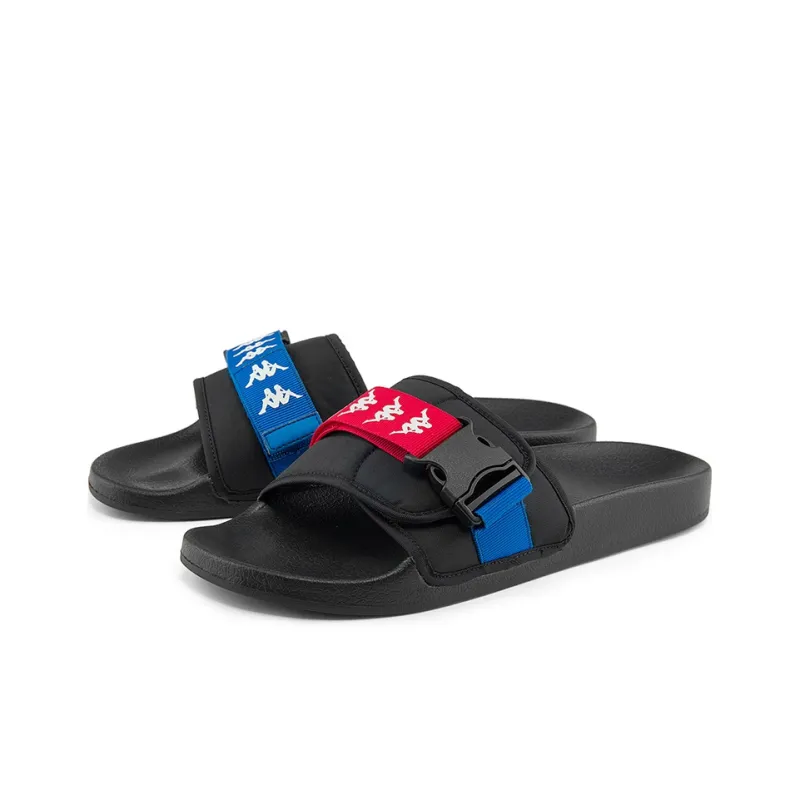Kappa Slide Slippers Unisex Black/Cherry Red/Sea Medium Blue-4