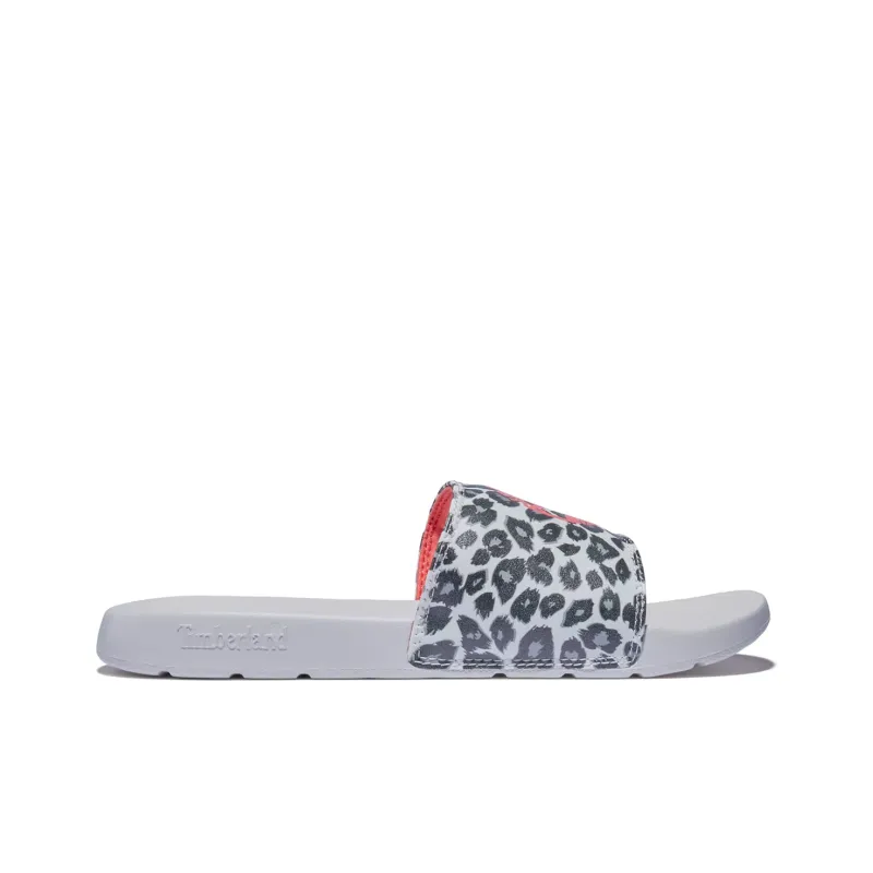 Timberland Playa Slide Slippers Unisex Black/White Leopard Print-1