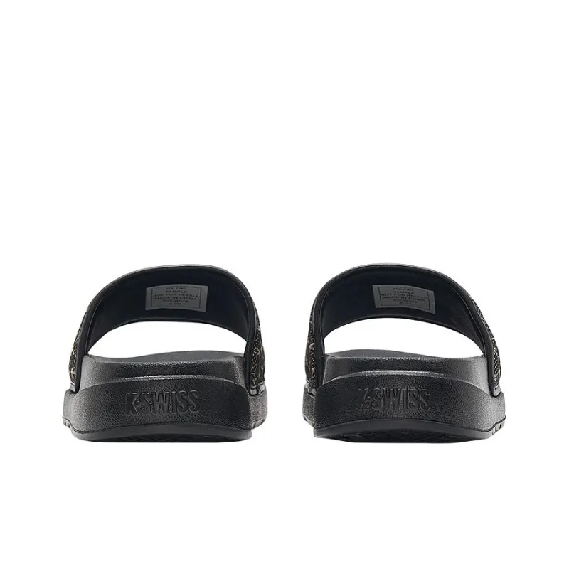 KSWISS Rubber Sole Slip Resistant Abrasion Resistant Slide Slippers Men's Black Gold-4